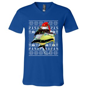 Angelfish Fish Lover Santa Hat Ugly Angelfish Christmas Gift V-Neck T-Shirt