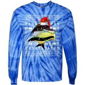 Angelfish Fish Lover Santa Hat Ugly Angelfish Christmas Gift Tie-Dye Long Sleeve Shirt