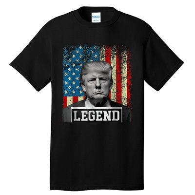 American Flag Legend Trump Mug Shot 2024 President Tall T-Shirt