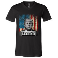 American Flag Legend Trump Mug Shot 2024 President V-Neck T-Shirt