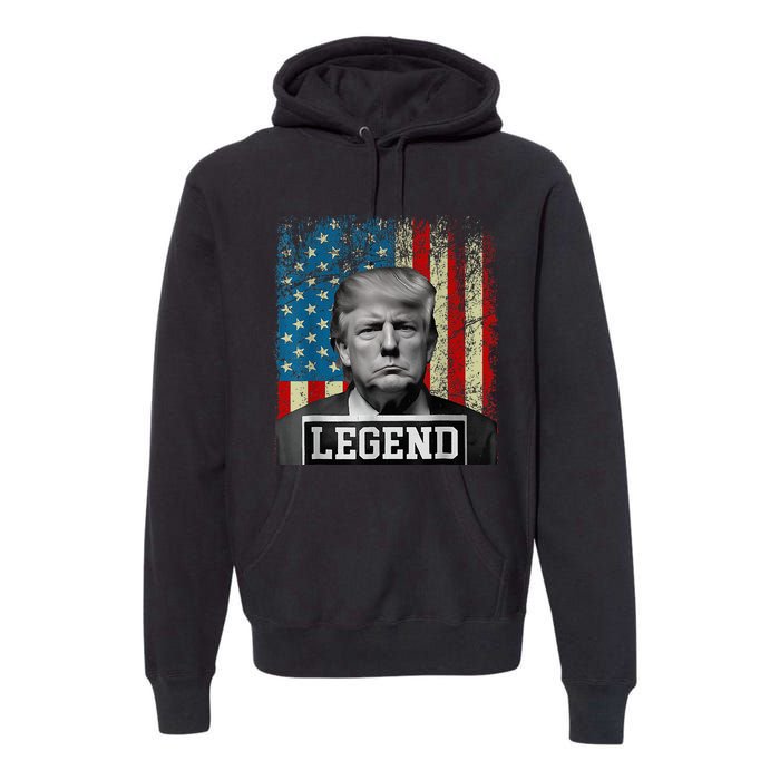 American Flag Legend Trump Mug Shot 2024 President Premium Hoodie