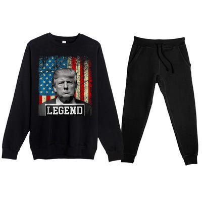 American Flag Legend Trump Mug Shot 2024 President Premium Crewneck Sweatsuit Set