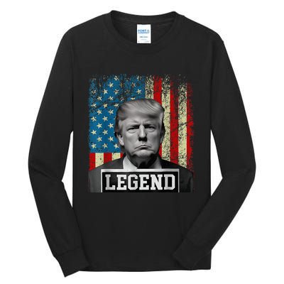 American Flag Legend Trump Mug Shot 2024 President Tall Long Sleeve T-Shirt