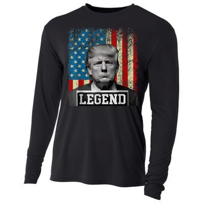 American Flag Legend Trump Mug Shot 2024 President Cooling Performance Long Sleeve Crew