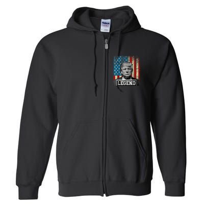 American Flag Legend Trump Mug Shot 2024 President Full Zip Hoodie