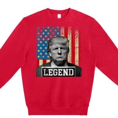 American Flag Legend Trump Mug Shot 2024 President Premium Crewneck Sweatshirt