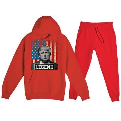 American Flag Legend Trump Mug Shot 2024 President Premium Hooded Sweatsuit Set