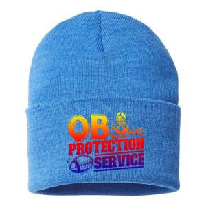 American Football Line Qb Protection Service Great Gift Sustainable Knit Beanie