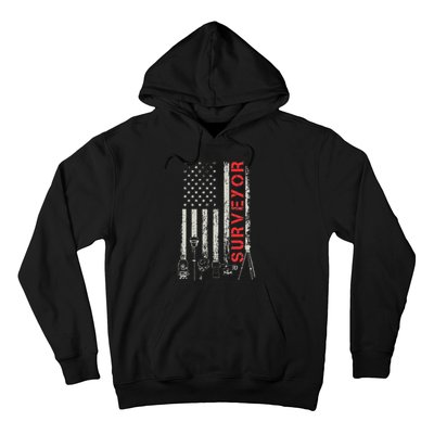 American flag land Surveyor surveying puns engineer Hoodie