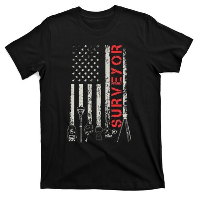 American flag land Surveyor surveying puns engineer T-Shirt