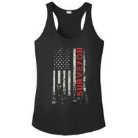 American flag land Surveyor surveying puns engineer Ladies PosiCharge Competitor Racerback Tank