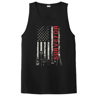 American flag land Surveyor surveying puns engineer PosiCharge Competitor Tank