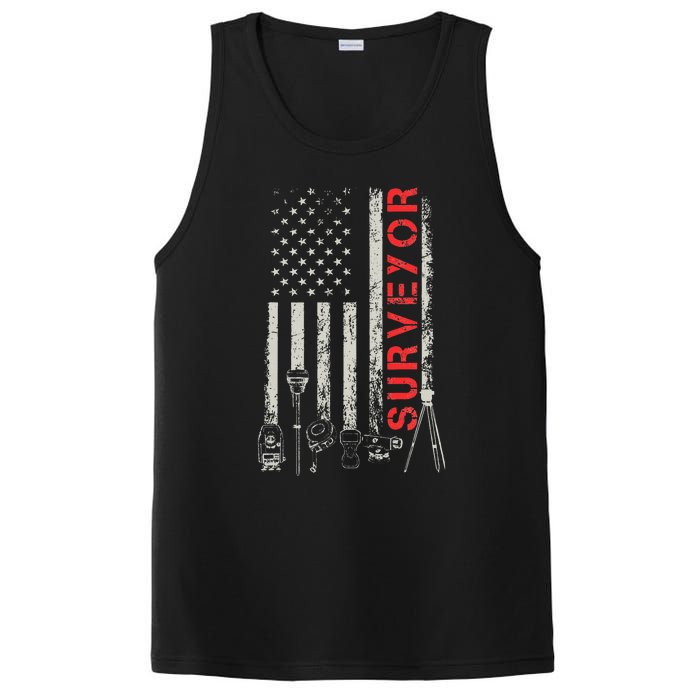 American flag land Surveyor surveying puns engineer PosiCharge Competitor Tank