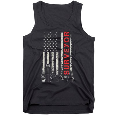 American flag land Surveyor surveying puns engineer Tank Top