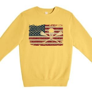 American Flag Lacrosse Usa Lax Player Gift Idea Great Gift Premium Crewneck Sweatshirt