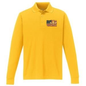 American Flag Lacrosse Usa Lax Player Gift Idea Great Gift Performance Long Sleeve Polo