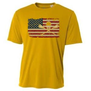 American Flag Lacrosse Usa Lax Player Gift Idea Great Gift Cooling Performance Crew T-Shirt