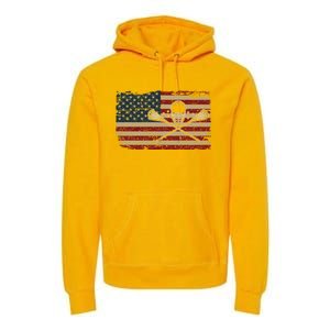 American Flag Lacrosse Usa Lax Player Gift Idea Great Gift Premium Hoodie