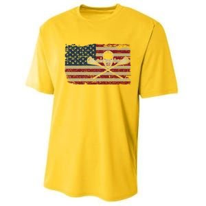 American Flag Lacrosse Usa Lax Player Gift Idea Great Gift Performance Sprint T-Shirt