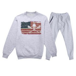 American Flag Lacrosse Usa Lax Player Gift Idea Great Gift Premium Crewneck Sweatsuit Set