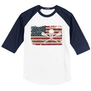 American Flag Lacrosse Usa Lax Player Gift Idea Great Gift Baseball Sleeve Shirt