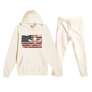 American Flag Lacrosse Usa Lax Player Gift Idea Great Gift Premium Hooded Sweatsuit Set