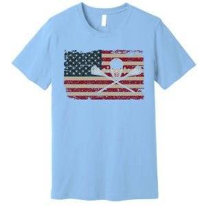 American Flag Lacrosse Usa Lax Player Gift Idea Great Gift Premium T-Shirt