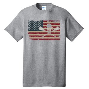 American Flag Lacrosse Usa Lax Player Gift Idea Great Gift Tall T-Shirt