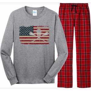 American Flag Lacrosse Usa Lax Player Gift Idea Great Gift Long Sleeve Pajama Set