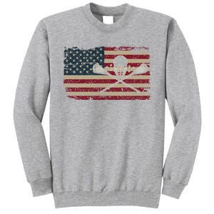 American Flag Lacrosse Usa Lax Player Gift Idea Great Gift Tall Sweatshirt