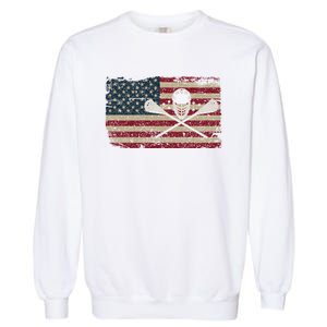 American Flag Lacrosse Usa Lax Player Gift Idea Great Gift Garment-Dyed Sweatshirt