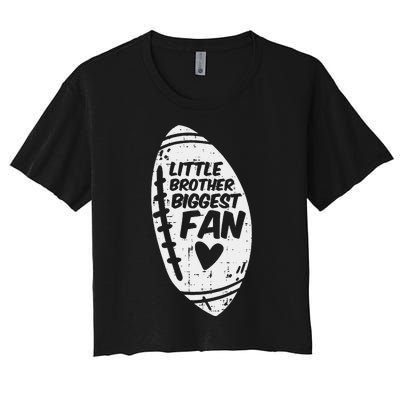 American Football Little Brother Biggest Fan Family Women's Crop Top Tee