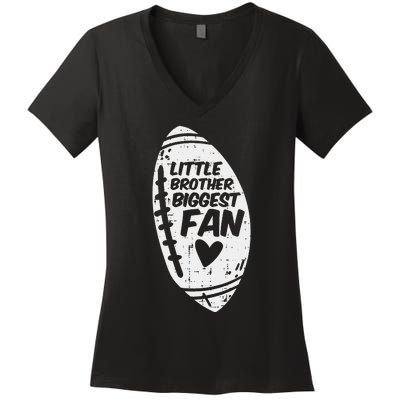 American Football Little Brother Biggest Fan Family Women's V-Neck T-Shirt