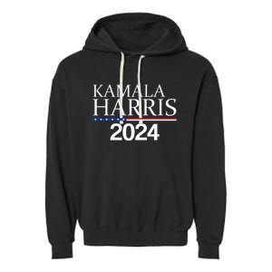 American Flag Logo Kamala Harris 2024 Garment-Dyed Fleece Hoodie