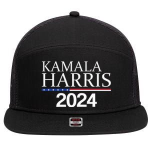 American Flag Logo Kamala Harris 2024 7 Panel Mesh Trucker Snapback Hat