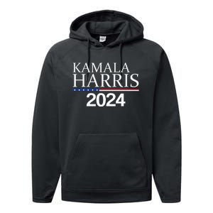 American Flag Logo Kamala Harris 2024 Performance Fleece Hoodie