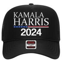 American Flag Logo Kamala Harris 2024 High Crown Mesh Back Trucker Hat