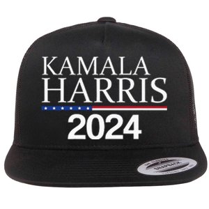 American Flag Logo Kamala Harris 2024 Flat Bill Trucker Hat