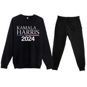 American Flag Logo Kamala Harris 2024 Premium Crewneck Sweatsuit Set