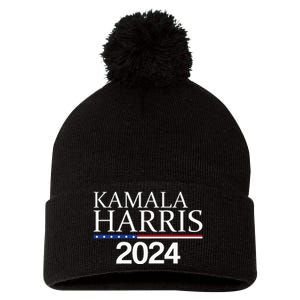 American Flag Logo Kamala Harris 2024 Pom Pom 12in Knit Beanie