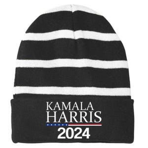 American Flag Logo Kamala Harris 2024 Striped Beanie with Solid Band