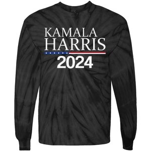 American Flag Logo Kamala Harris 2024 Tie-Dye Long Sleeve Shirt