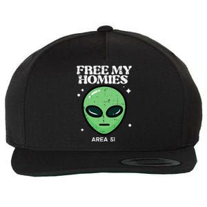 Alien Free My Homies Area 51 Funny Ufo Wool Snapback Cap