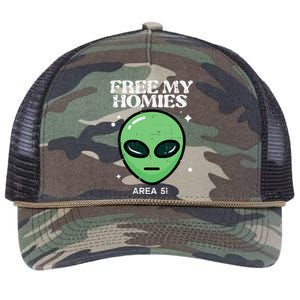 Alien Free My Homies Area 51 Funny Ufo Retro Rope Trucker Hat Cap