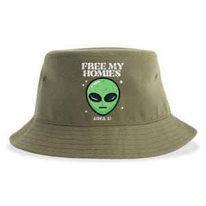 Alien Free My Homies Area 51 Funny Ufo Sustainable Bucket Hat