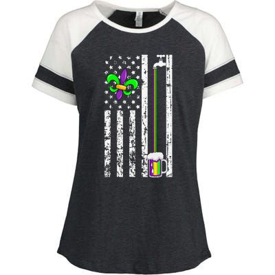 American Flag Mardi Gras Carnival Parade Masquerade Party Enza Ladies Jersey Colorblock Tee