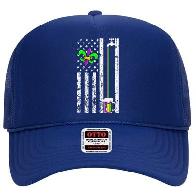 American Flag Mardi Gras Carnival Parade Masquerade Party High Crown Mesh Back Trucker Hat