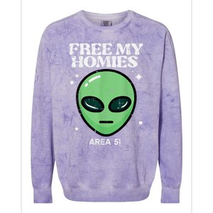 Alien Free My Homies Area 51 Funny Ufo Colorblast Crewneck Sweatshirt