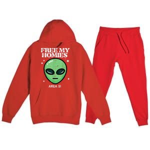 Alien Free My Homies Area 51 Funny Ufo Premium Hooded Sweatsuit Set