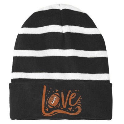 American Football Mom American Football Lover Striped Beanie with Solid Band